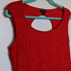 METAPHOR Red Rose Lace Sleeveless Dress